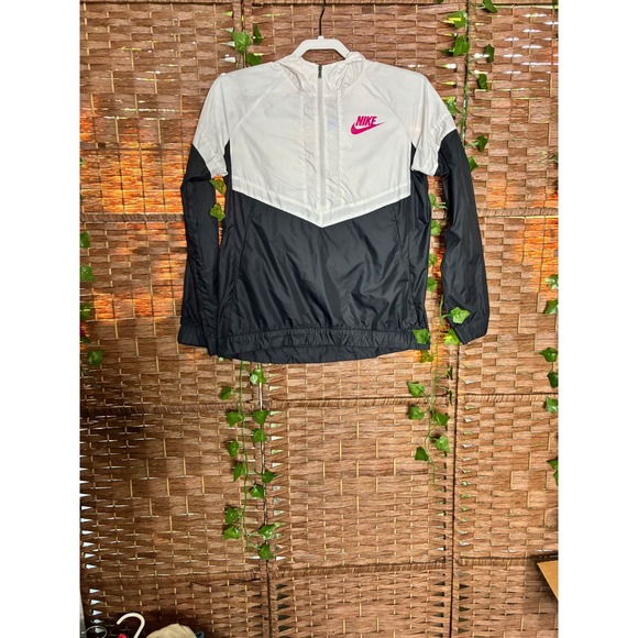 Nike Windrunner Jacket Women's M Full Zip White Black Pink Lightweight - Picture 1 of 4